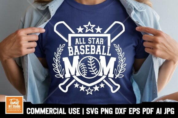 All Star Baseball Mom Svg, Baseball Mom Graphics and Crafts