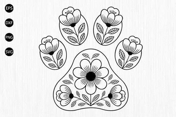 Floral Dog Paw Svg, Dog Svg, Dog Mom Svg
