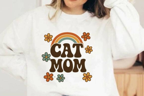 Retro Cat Mom SVG PNG T-Shirt Design Graphics and Crafts