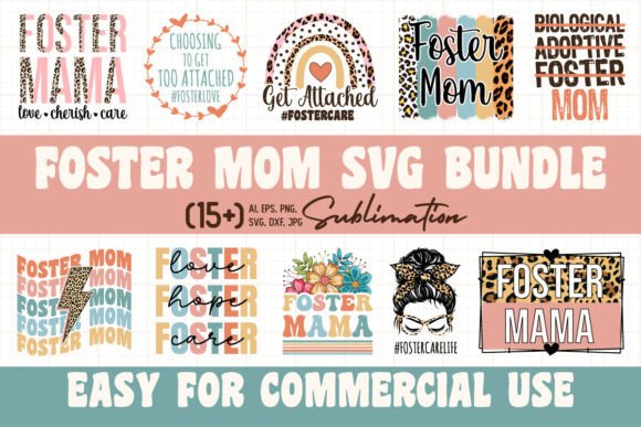 Retro Foster Mom SVG PNG Bundle Graphics and Crafts